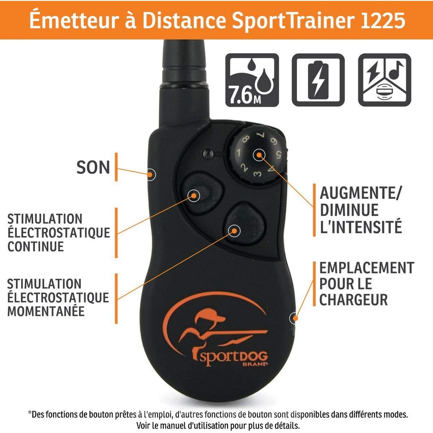 Collier Dressage 1200 mètres Pour Chien de Chasse | SportDog SD-1225E