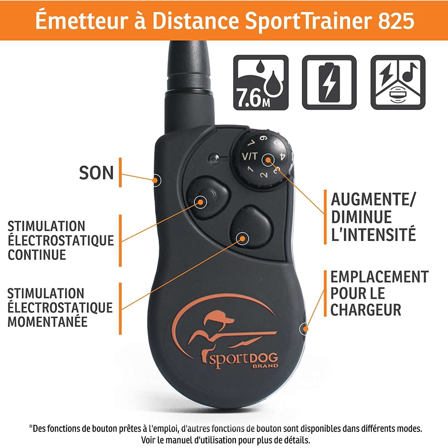 Collier Dressage 700 mètres Pour Chien de Chasse | SportDog SD-825E