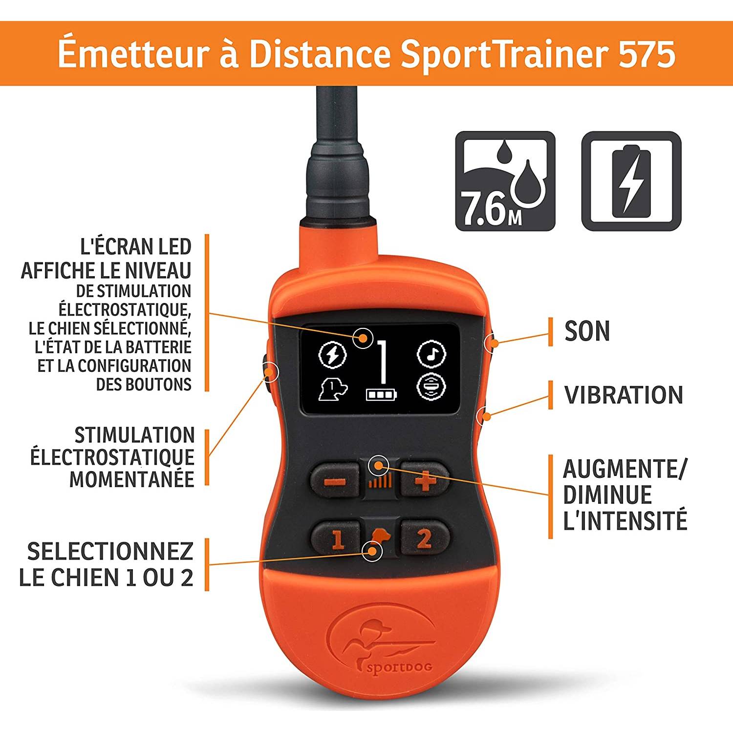 Collier Dressage 500 mètres Pour Chien de Chasse | SportDog SD-575E