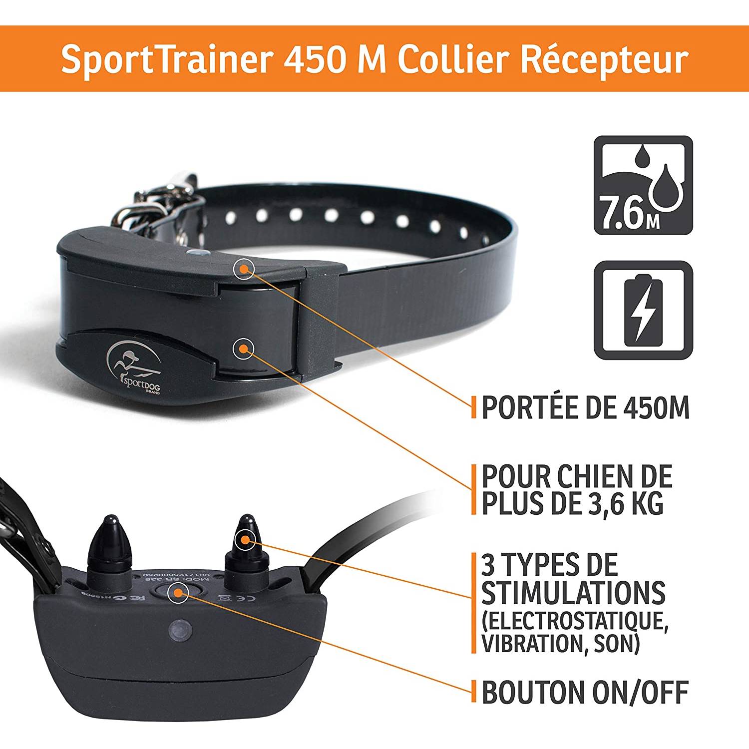 Collier Dressage 450 mètres Pour Chien de Chasse | SportDog SD-425E