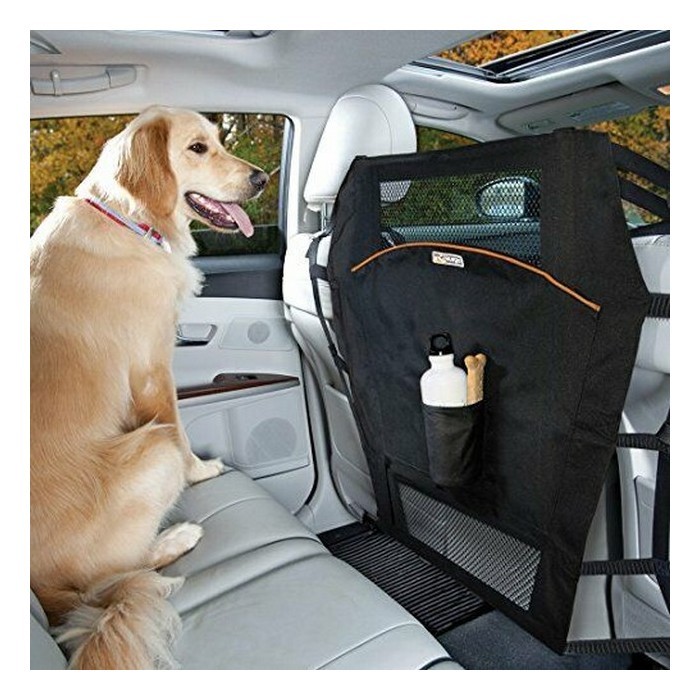 Barrière de voiture pour chien, double couche pour animaux de compagnie  avec tendeurs et crochet, facile à installer, barrière réglable pour chien
