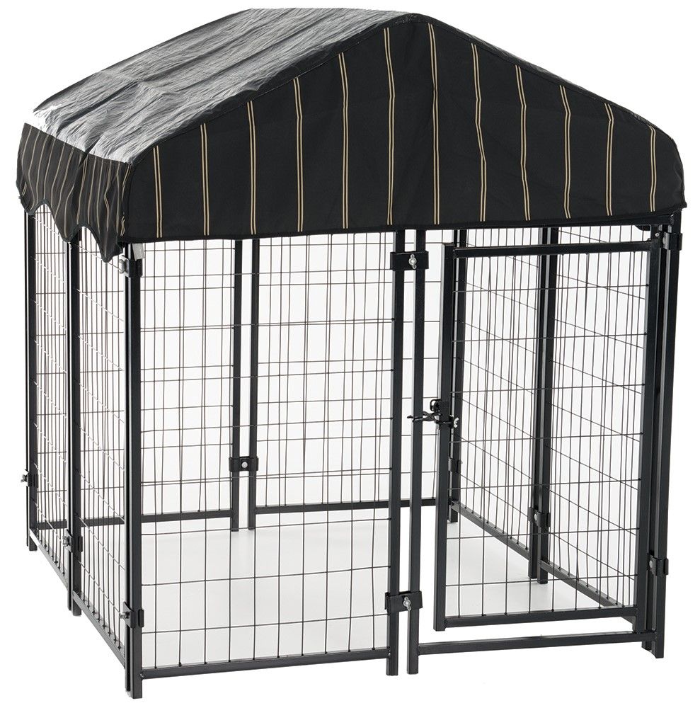 Chenil de détente et du0027attente en grillage soudé avec couverture pour chien