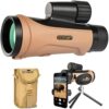 Scotar Télescope monoculaire 12×50 – FMC Antibuée IP67 étanche – Prisme BAK4 Phase et Diélectrique – Accessoires d’aventure : sac, adaptateur de smartphone, mini trépied