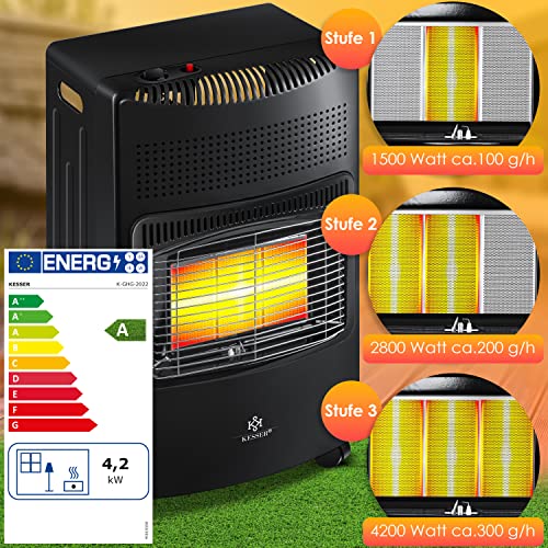 Chauffage à gaz en céramique 4200 W avec régulateur de pression de gaz,  tuyau de chauffage à gaz, chauffage au gaz, chauffage au gaz, brûleur en  céram