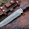 BIGCAT ROAR – Couteau de chasse en acier Damas fait main avec étui. 14 pouces. Lame fixe avec manche en bois de noyer. Couteau de ceinture EDC pour homme – Patriot