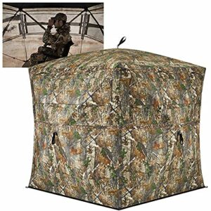 TIDEWE Store de chasse transparent avec sac de transport, store escamotable pour 2 à 3 personnes à 270 degrés, tente de chasse portable et durable pour chasse au cerf et à la dinde (camouflage)