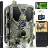 Caméra de Chasse 4G 36MP 4K Vidéo, lithium 5000mAh,Camera de Chasse Vision Nocturne avec App Gratuite Carte SIM, Vidéo en Temps Réel, 940nm Infrarouge LEDs, Vitesse de Déclenchement 0,2s,IP66 Étanche
