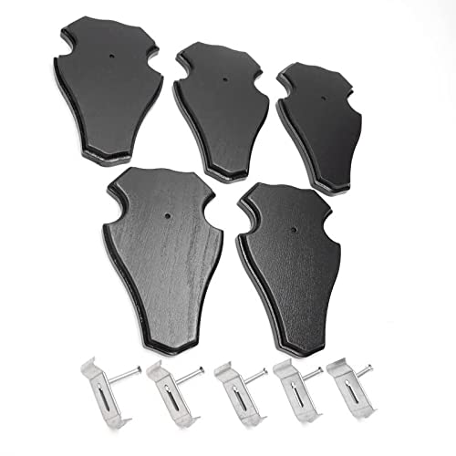 EUROHUNT REH Lot de 5 panneaux de trophée en chêne foncé AF 18,5 x 11 cm avec 5 pinces à cornes en métal