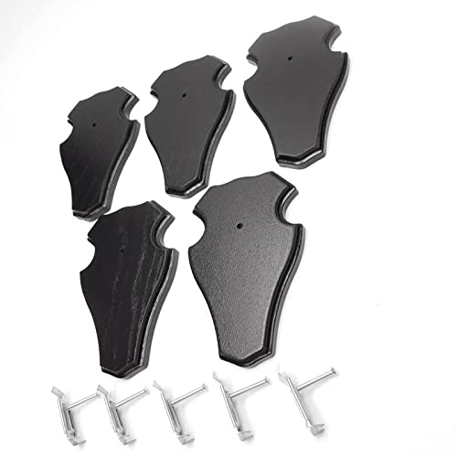 EUROHUNT REH Lot de 5 panneaux de trophée en chêne foncé AF 18,5 x 11 cm avec 5 pinces à cornes en métal