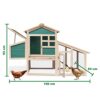 PRIVATE GARDEN Poulailler 2 à 4 Poules avec Enclos et Pondoir - Clapier - Cage à Lapins ou Rongeurs XXL 2 Étages en Bois Canadien - Vert et Beige