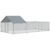 PawHut Enclos poulailler Parc grillagé extérieur 18 m² – chenil volière 6 x 3 x 1,95 m – Espace Couvert – Acier galvanisé