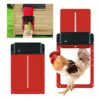 NAVESO Porte de poulet automatique, ouvre-porte de poulailler avec capteur de lumière, volet de poulet, batterie à piles, élevage sûr de poulets, rouge, 35 x 24 x 3,7 cm