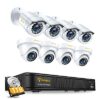 Anlapus FULL HD 1080P H.265+ Kit Vidéo Surveillance – 8CH DVR avec 1To disque dur, 4pcs Caméra Surveillance Extérieure Bullet et 4pcs Caméra Surveillance Extérieure en Dôme- App gratuite