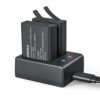 Surfola Batterie Caméra Sport, Batterie Rechargeable 1350mAh (2 pièces), avec Chargeur USB Double Trou, Compatible Apexcam/Crosstour/GOOKAM/Wolfang Camera