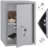 KESSER® Coffre-fort à intégrer avec serrure à double panneton | Coffre-fort à poser | Coffre-fort mural 50 x 35 x 31 cm 2 clés et vis de fixation incluses, Argent
