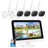 [Fonction Intercom]ANRAN 5MP 8CH Kit de Caméras de Surveillance avec 13″ Moniteur sans Fil CCTV, Fonction Interphone 4 Caméras Extérieure/Intérieure HD 2560P Vision Nocturne Disque Dur de 1 To Intégré