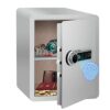 KESSER® Coffre-fort électrique avec lecteur d’empreinte digitale | Boîtier de piles inclus | Coffre-fort électronique | Triple verrouillage à double boulon | Coffre-fort mural ou à poser, XL blanc