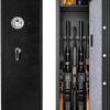 Coffre-fort, coffre-fort étanche ignifuge coffre-fort pour fusil à accès rapide coffre-fort pour fusil plus grand et durable pour armoire de fusil de chasse 5-6 fusils (plus grand coffre-fort biométri