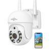 Hiseeu 2K Caméra de Surveillance WiFi Extérieure, 3MP PTZ Caméra IP Vision Nocturne Couleur Détection de Mouvements Humaine Suivi Automatique 355° 90° Audio Bidirectionnel Carte SD Étanche IP66