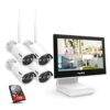 SANNCE Kit Système Vidéo Surveillance avec Moniteur LCD 10,1” 4CH 5MP NVR avec 1TB, 4 x 3MP WiFi Caméras Kit de Surveillance sans Fil IP66 intérieures et extérieures