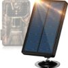 Panneau Solaire De Caméra De Chasse – Chargeur Solaire Étanche 6-12V avec Batterie Au Lithium Rechargeable De 2400 MAh – Alimentation Extérieure pour Toutes Les Caméras De Chasse