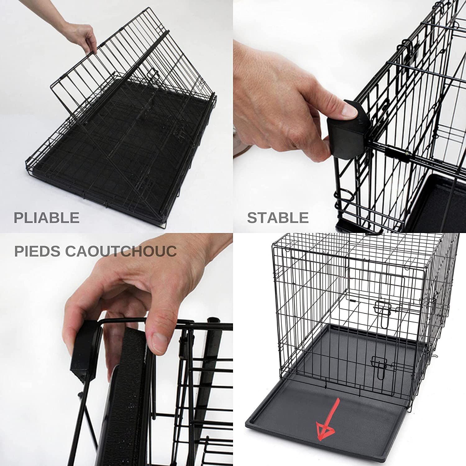 Cage Chien Grande Taille Métal: Caisse pour 2 Grand Chiens Intérieur XXL  avec Diviseur Amovible Enclos Chien Extérieur - Parc Gros Chien sur Pied  avec