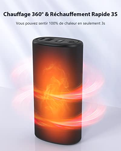 TriPole 10000mAh Chauffe Main Rechargeable, 【15H Durée Chaleur】 Électrique  Chaufferette Main 3s Chauffe & 3 Niveaux Chaufferette de Poche, Chauffe  Mains Reutilisable USB Powerbank pour Femmes Hommes : : Sports et  Loisirs