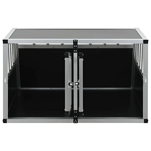 vidaXL Cage pour chien, niche pour chien avec double porte, niche transparente adaptée au coffre de la voiture, cage de transport portable pour chiot