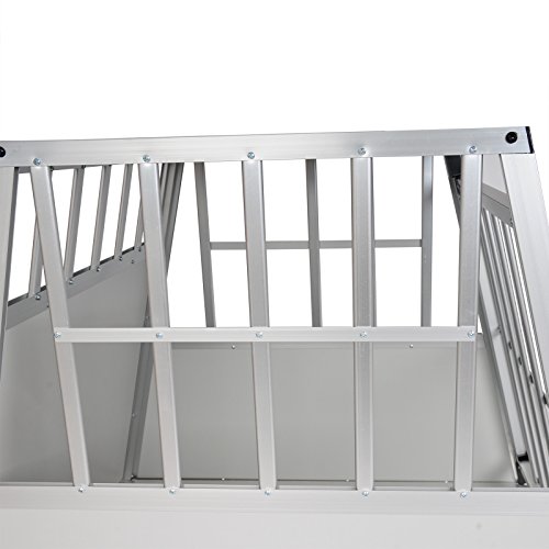 EUGAD Cage de Transport pour Chiens en Aluminium et MDF avec Porte, Boîte de Transport en Voiture pour Grands Chiens, Husky, Labrador, Golden Retriever, Samoyède, Argent, L85 x H69 x P65 cm 0048HT
