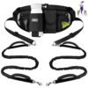 ETACCU Laisse Chien Laisse Mains Libres pour 2 Chiens avec poignée de Circulation Robuste, Ceinture réglable avec Pochette (pour 2 Chien)