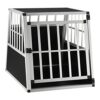 Juskys Alu Box de Transport pour Chiens L-X – 65 × 91 × 69 cm – Box pour Chiens de Voiture Robuste & Facile à Entretenir – Porte grillagée verrouillable – Box de Voyage en Aluminium pour Chiens