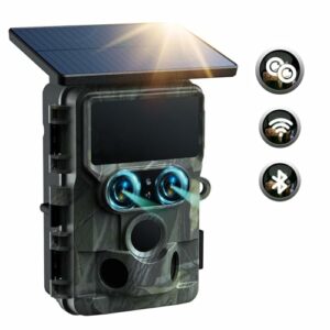 Camera de chasse autonome solaire photo 32 Mpx vidéo audio Full HD vision  nocturne invisible étanche IP66 avec connexion Wi-Fi d