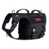 OneTigris Harnais pour Chien, Metal Harnais Tactique pour Chien Harnais de poitrail avec 2 poignées Confort, 3 Anneaux en D en Acier Inoxydable et 5 Boucles métalliques Haute résistance Harnais