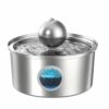 Fontaine a Eau Chat INOX, GOOSTOO Fontaine à Eau pour Chat, 3,2 L Fontaine Eau Chat, Conception Sphérique, Facile à Vérifier Le Niveau d’Eau, Fonctionnement Silencieux, Source d’Eau Douce