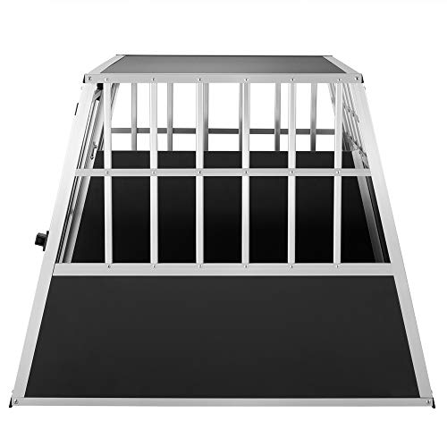 Cage de Transport Taille XXL pour Animaux domestiques Aluminium MDF 2 Portes Noir Argent Caisse Chien Chat Rongeur boîte Box de Transport Voiture