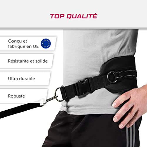 LASALINE Canicross Ceinture Abdominale pour Laisse de Chien - Noir Bleu Clair