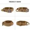 Collier de Chien Tactique - Militaire Collier avec Poignée de Commande, Réglable Nylon Chien Rembourré pour Chiens de Taille Moyenne Grand Entraînement (XL, Brun)