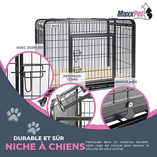 MaxxPet Banc pour chien pliable - banc de voiture - banc de voyage pour  chien - boîte de transport - panier de voyage - 82x58x58cm