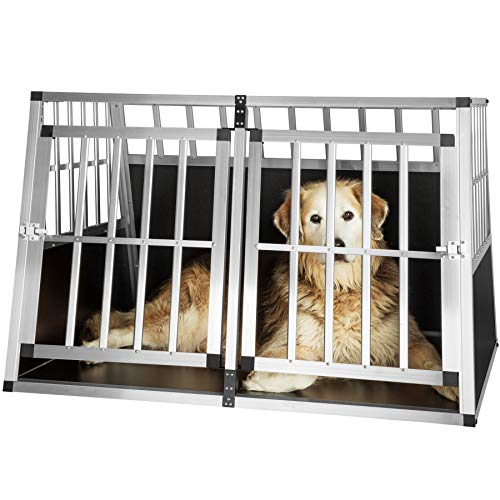 TecTake Cage Box Caisse en Forme de Trapèze Aluminium Cage de Transport Double pour Chien