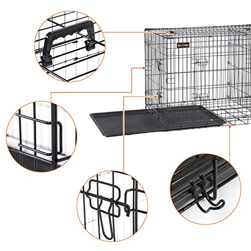 FEANDREA Cage pour Chien, avec 2 Portes, 107 x 70 x 77,5 cm, Noir PPD42BK