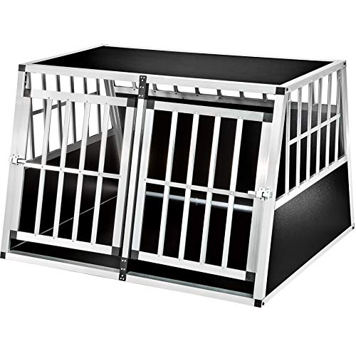 TecTake Cage Box Caisse en Forme de Trapèze Aluminium Cage de Transport Double pour Chien