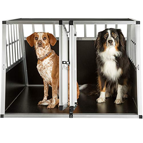 TecTake Cage Box Caisse en Forme de Trapèze Aluminium Cage de Transport Double pour Chien