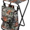 Januel – Siège Bruyère – Siège Pliant – avec Sac à Dos 25l – Pieds Métal – Assise Toile – Hauteur 60cm – Loisirs Nature Outdoor Camping Chasse Pêche Bushcraft – Camouflage sous-Bois Taille Unique