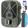 VanBangTec Caméra de Chasse 50MP 4K, Batterie Lithium Rechargeable de 10000 mAh, No Glow Vision Nocturne Infrarouge Détecteur de Movement, Étanche IP66 Écran ACL de 2,4 Pouces avec Carte SD 32 Go