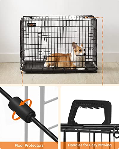 Feandrea Cage pour Chien Pliable avec 2 Portes, Plateau Amovible, 92,5 x 57,5 x 64 cm, Taille L, Noir PPD36H