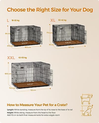 FEANDREA Cage pour Chien, avec 2 Portes, 107 x 70 x 77,5 cm, Noir PPD42BK