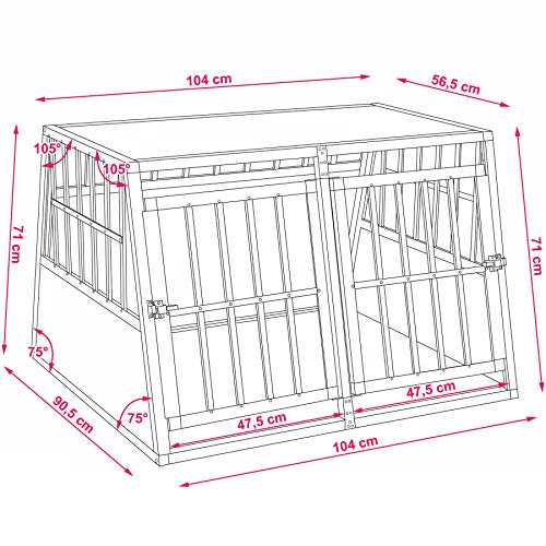 TecTake Cage Box Caisse en Forme de Trapèze Aluminium Cage de Transport Double pour Chien