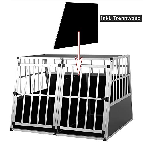Cage de Transport Taille XXL pour Animaux domestiques Aluminium MDF 2 Portes Noir Argent Caisse Chien Chat Rongeur boîte Box de Transport Voiture
