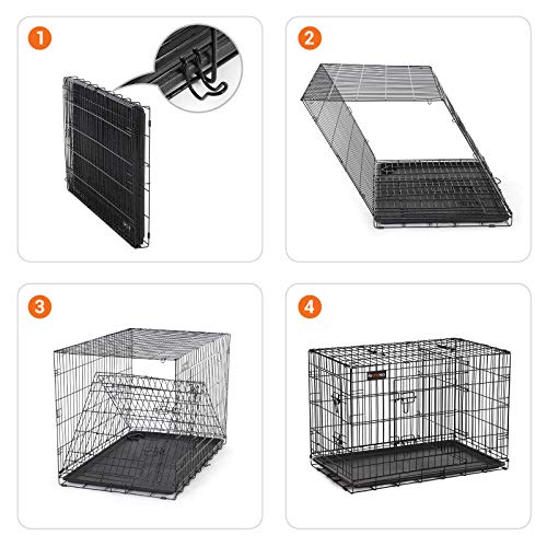 FEANDREA Cage pour Chien, avec 2 Portes, 107 x 70 x 77,5 cm, Noir PPD42BK