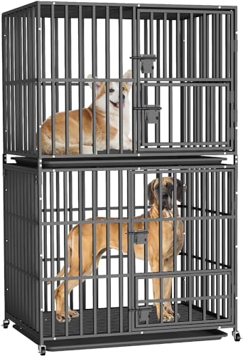 BingoPaw Cage Chien Interieur Solide: Caisse de Transport Double sur  Roulette Grande Taille - Cages Deux Niveaux Robuste Extérieur pour Grand  Chiens en Métal avec 2 Plateau Amovible 95x57x144.5cm - ProChasse